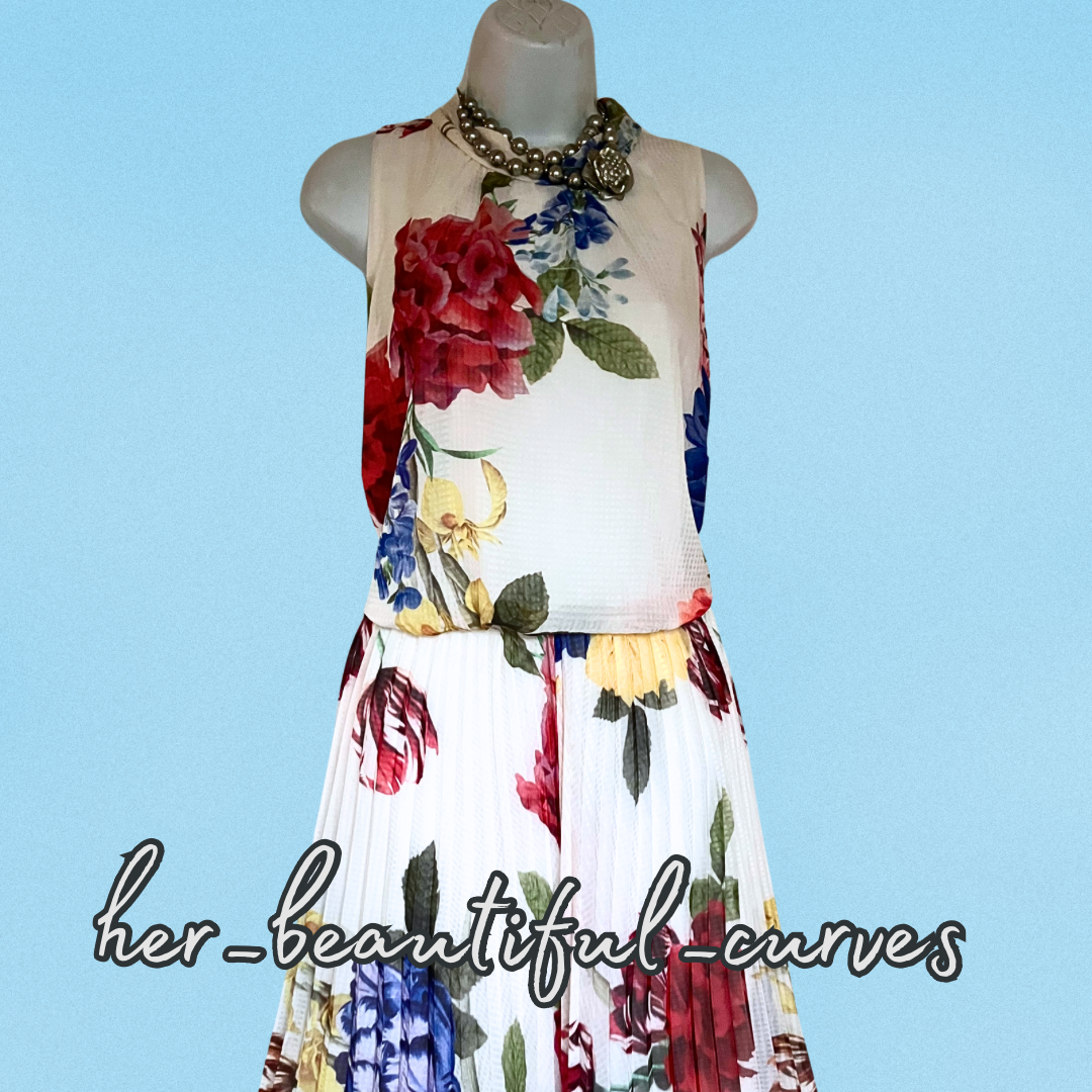 JOANNA HOPE FLORAL PRINT PLEATED WEDDING OCCASION PARTY DRESS SIZE 20