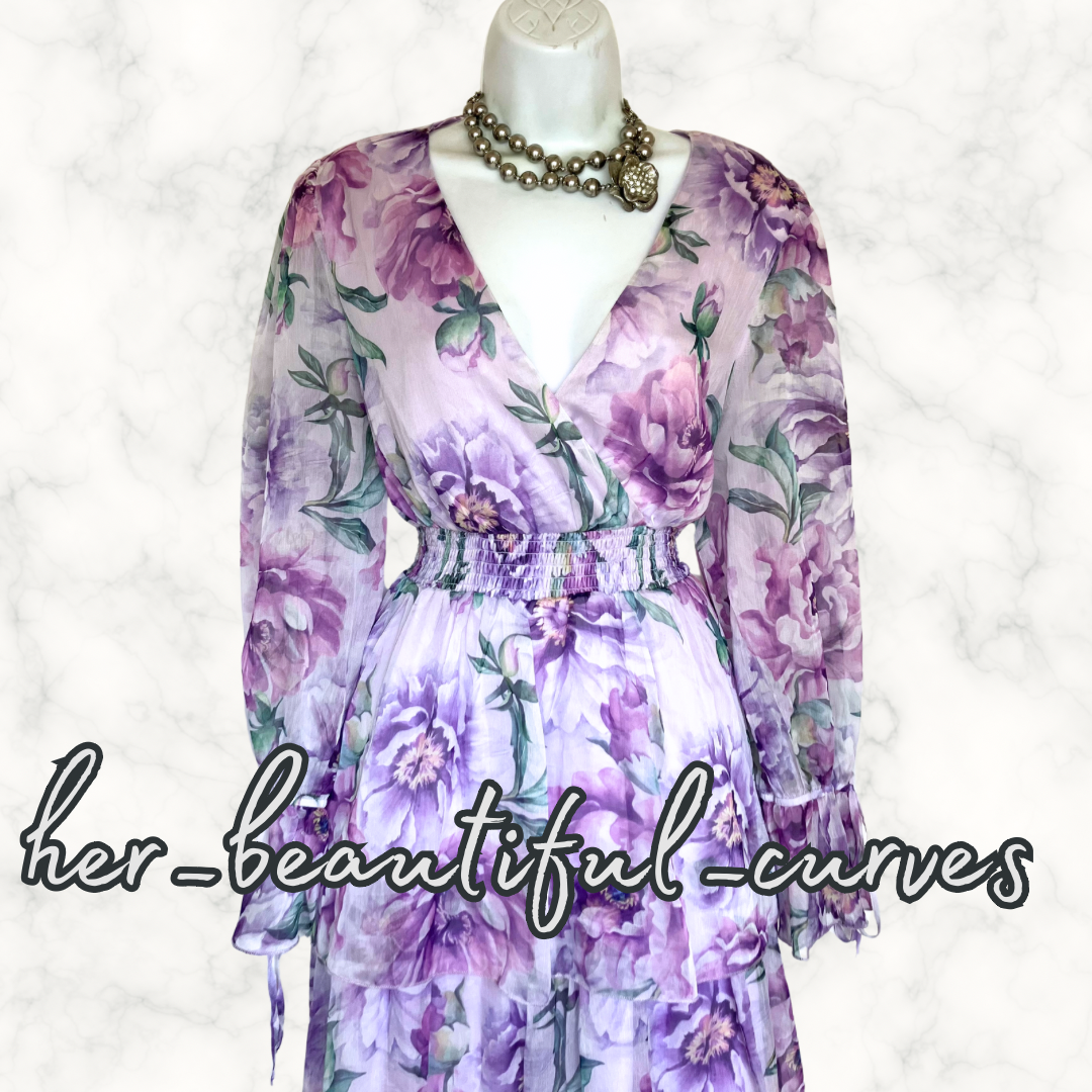 QUIZ FLORAL PRINT TIERED WEDDIN OCCASION PARTY DRESS SIZE 16