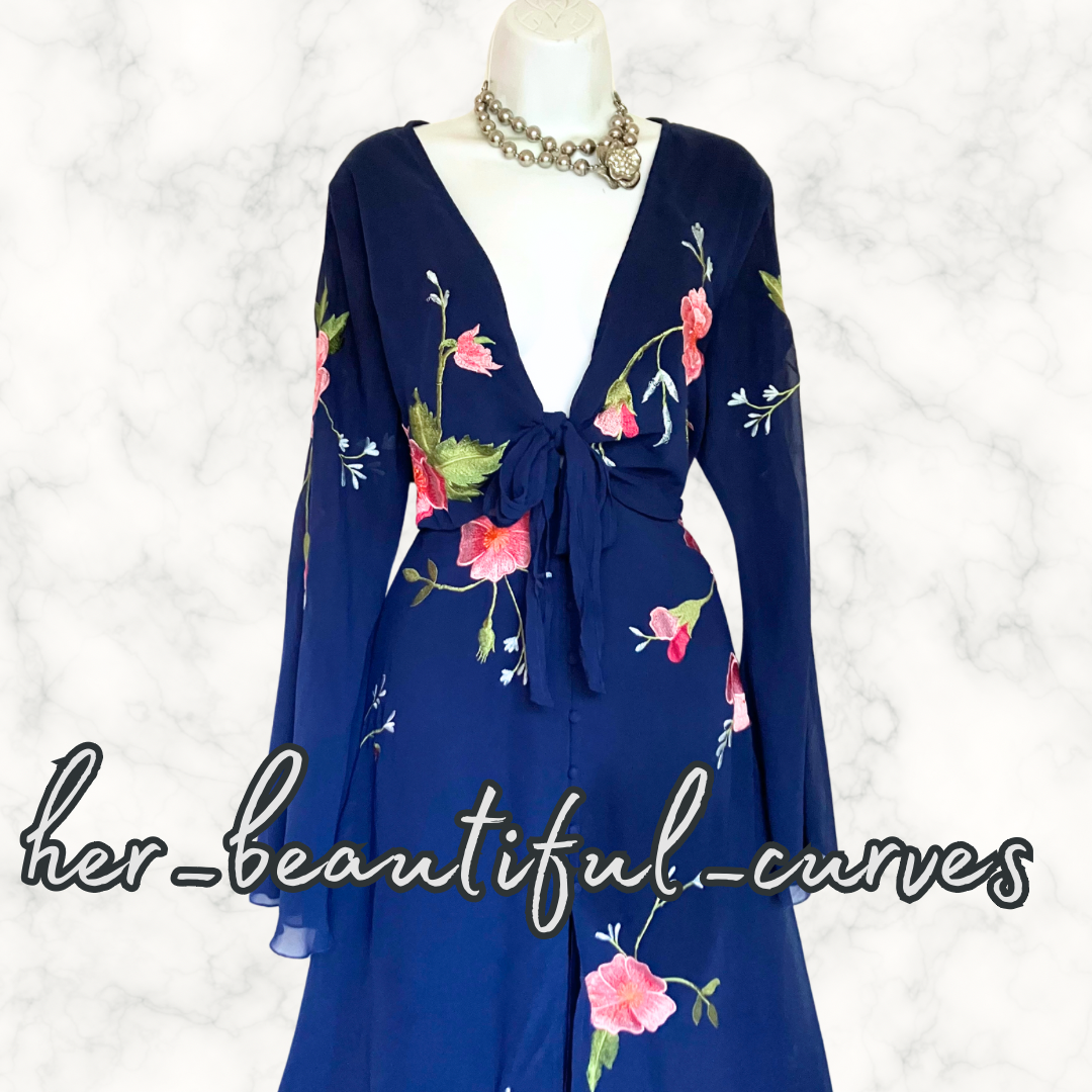 ASOS BLACK EMBROIDERED FLORAL OCCASION WEDDING PARTY DRESS SIZE 18