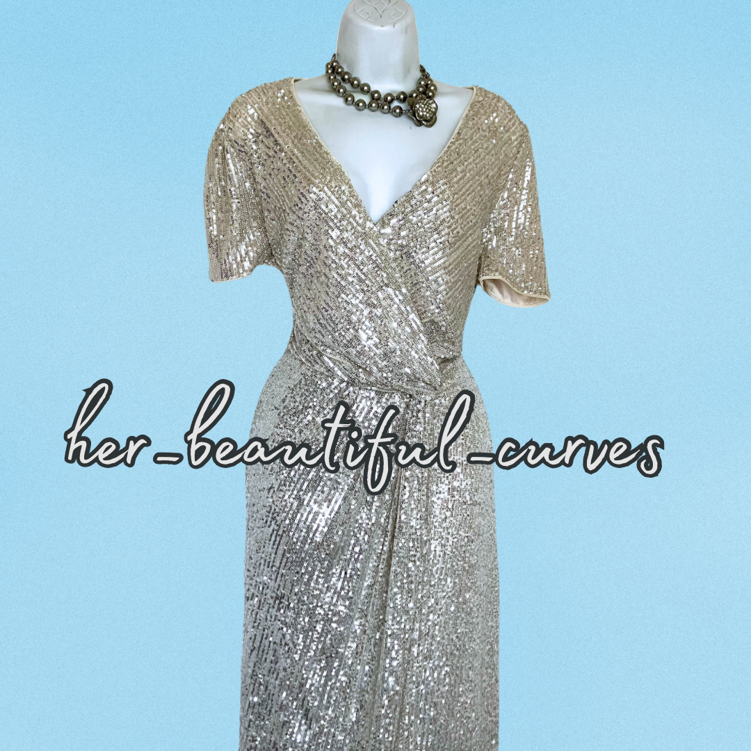 JOANNA HOPE SHIMMERING SEQUINS EVENING MIID PARTY DRESS SIZE 18