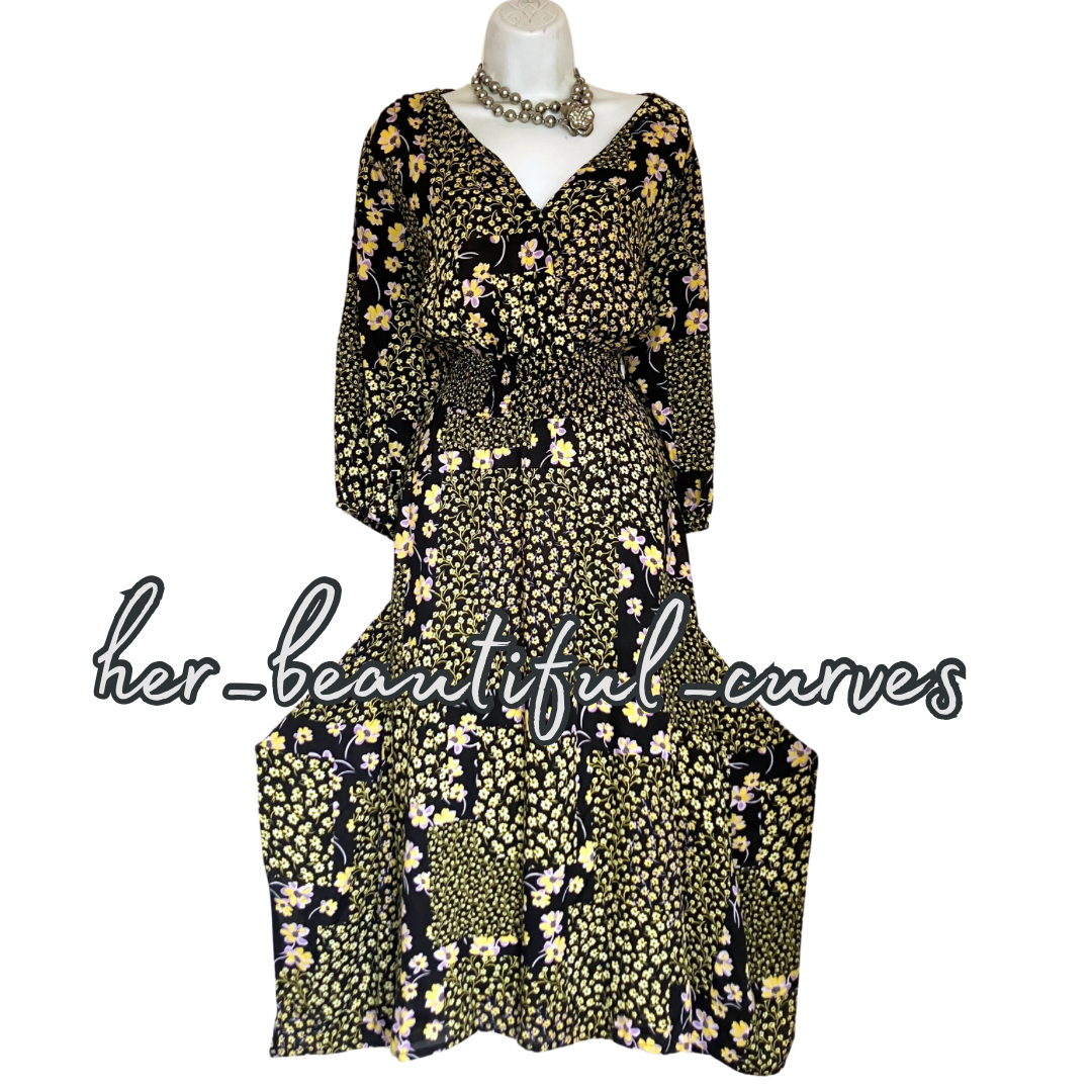 JOE BROWNS FLORAL PRINT HANDKERCHIEF HEM MIDI PARTY DRESS SIZE 20
