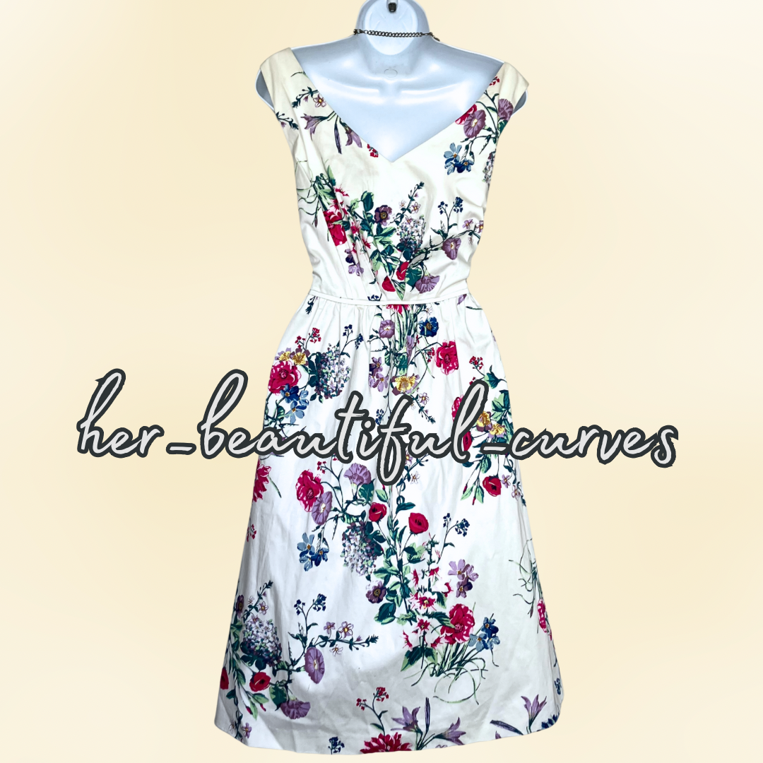 MONSOON GORGEOUS FLORAL PRINT 50s FIT & FLARE DRESS SIZE 16