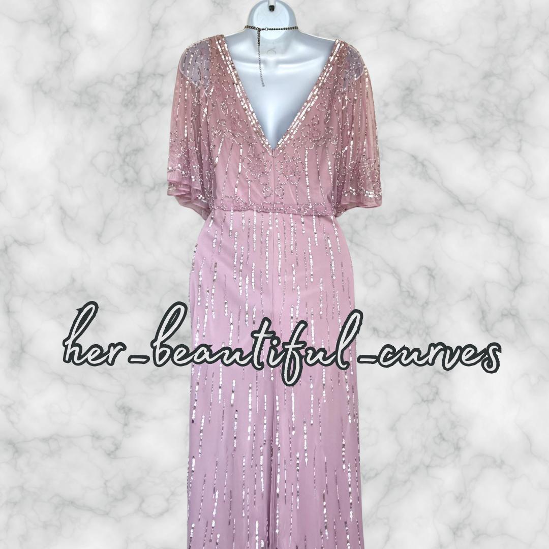 MONSOON SEQUINS BEADS WEDDING OCCASION EVENING PARTY MAXI DRESS SIZE 16