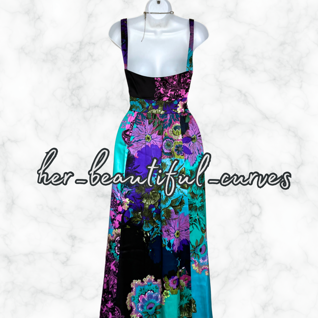 MONSOON SILK FLORAL PRINT WEDDING OCCASION PARTY DRESS SIZE 16