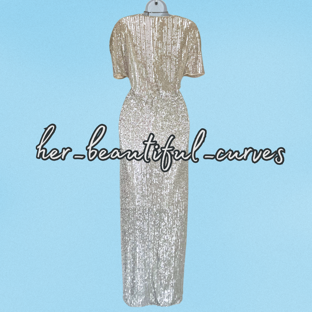 JOANNA HOPE SHIMMERING SEQUINS EVENING MIID PARTY DRESS SIZE 18