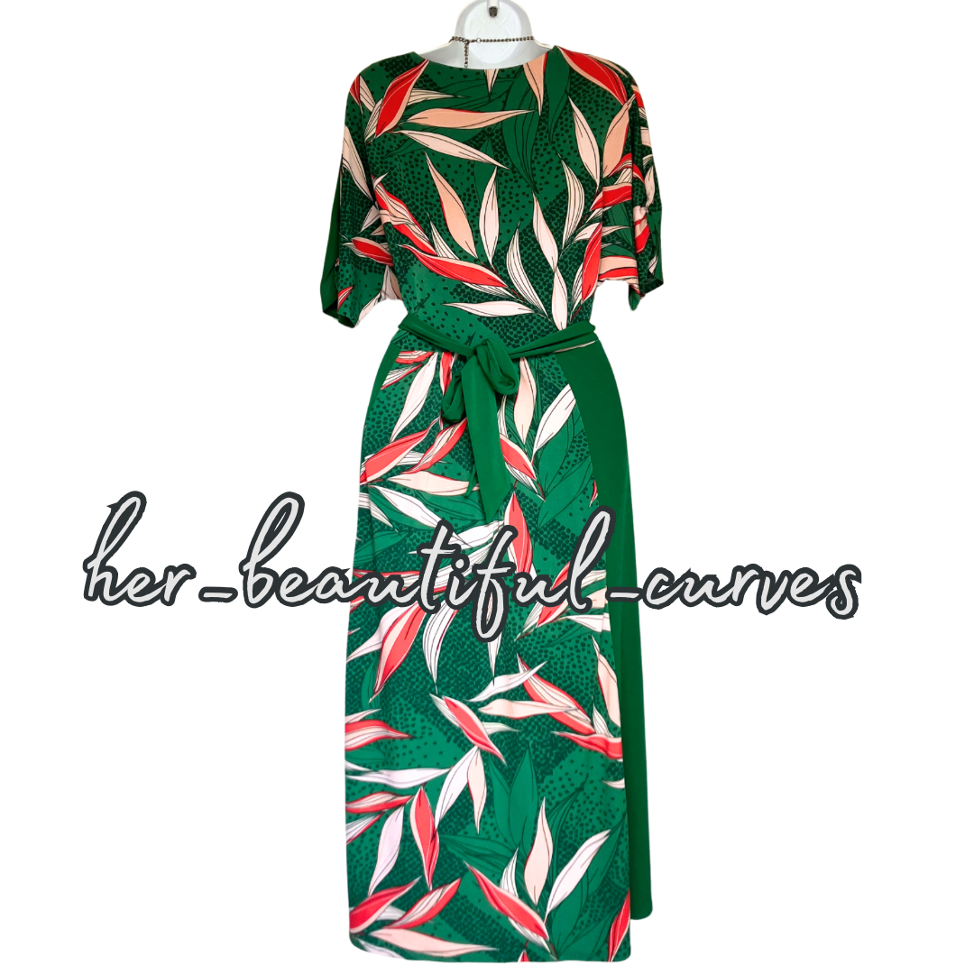 MONSOON BOTANIC JERSEY WEDDING OCCASION PARTY DRESS SIZE L fits 16/18