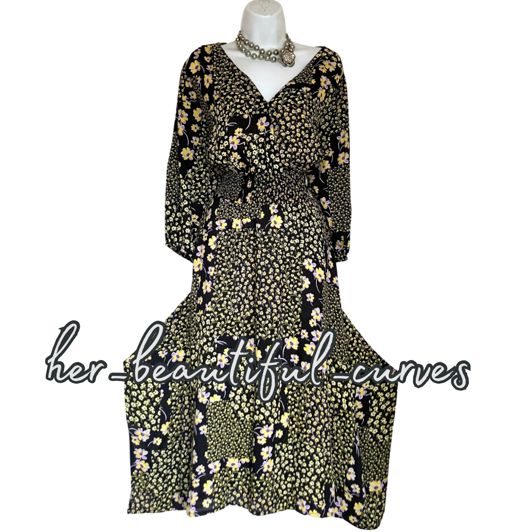 JOE BROWNS FLORAL PRINT HANDKERCHIEF HEM MIDI PARTY DRESS SIZE 20