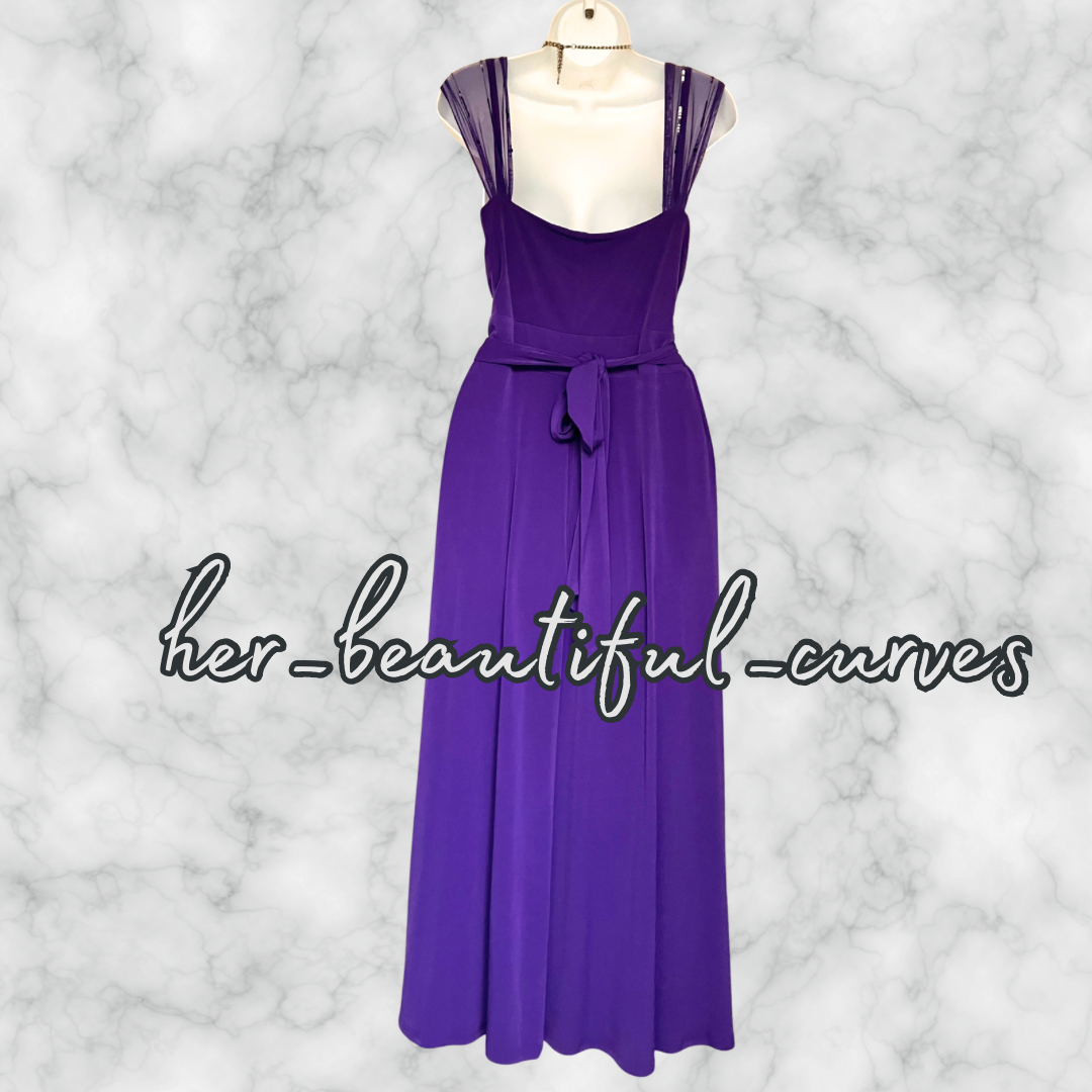 DAVID EMANUEL PURPLE SEQUINS WEDDING OCCASION EVENING PARTY DRESS SIZE 22