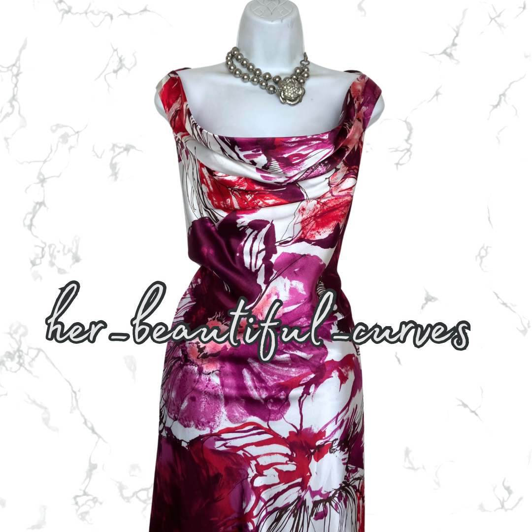ANN HARVEY FLORAL MAXI WEDDING OCCASION PARTY DRESS SIZE 18 with matching shawl