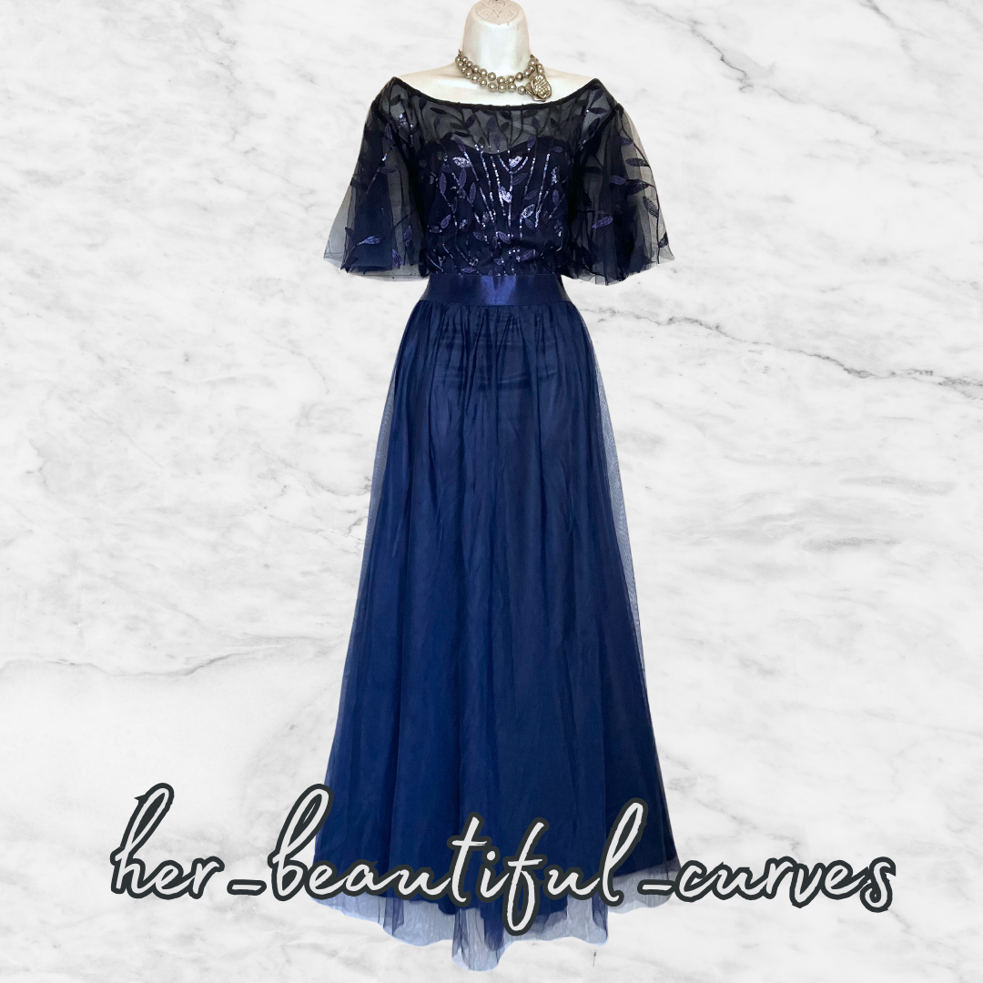 EVER PRETTY EMBROIDERED SEQUINED WEDDING OCCASION PARTY DRESS SIZE 28 fits 22