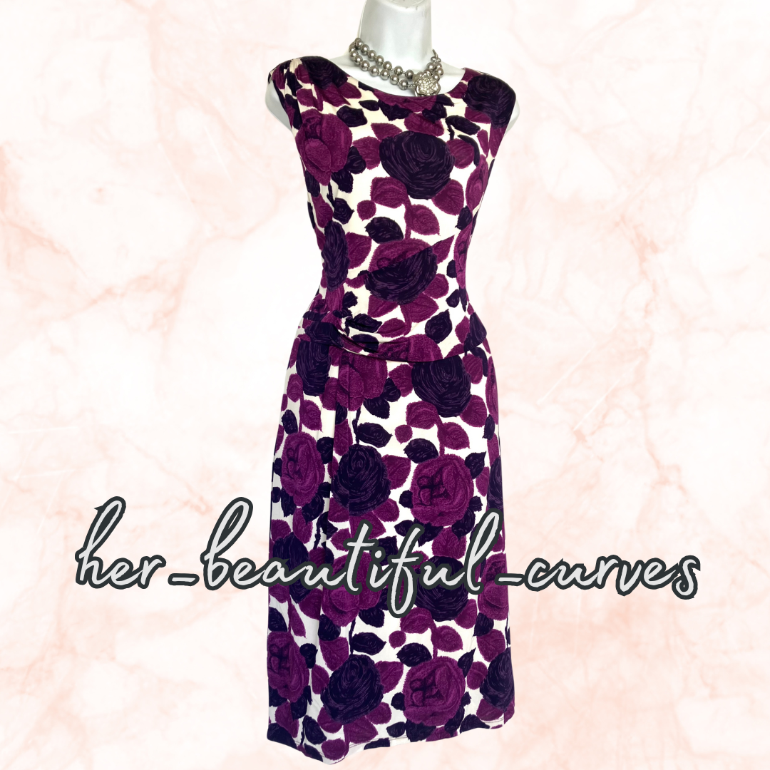 PHASE EIGHT FLORAL PRINT JERSEY WIGGLE WEDDING OCCASION PARTY DRESS SIZE 16
