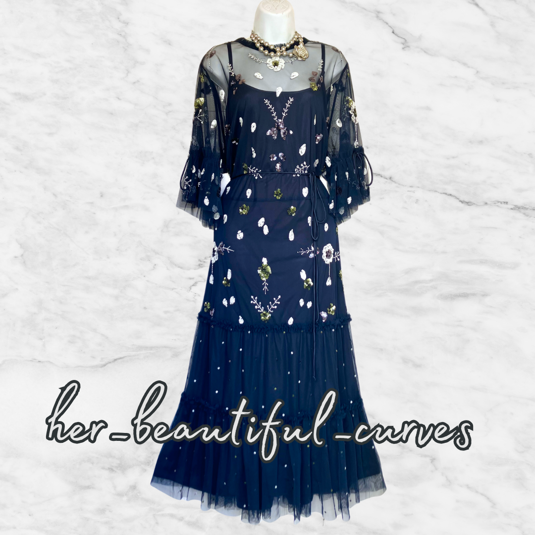 JOANNA HOPE BEADED SEQUINED EMBELLISHED WEDDING OCCASION PARTY DRESS SIZE 26 new