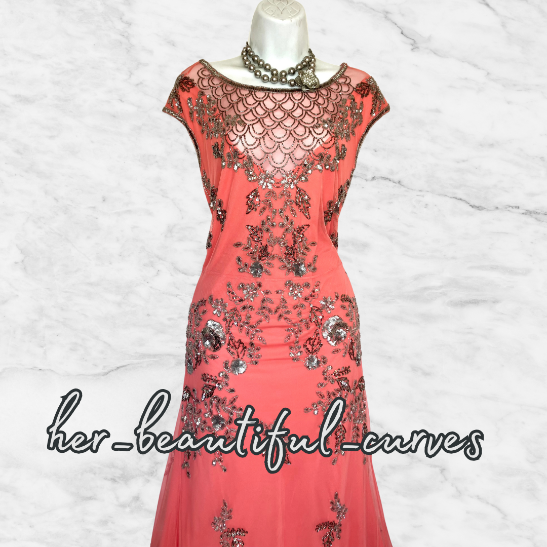 JOANNA HOPE SEQUINED BEADED EMBELLISHED WEDDING OCCASION PARTY DRESS SIZE 18 new