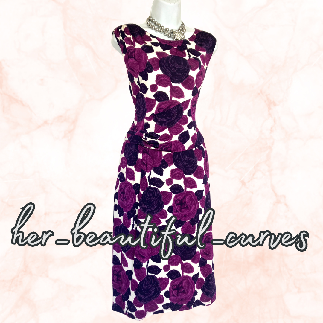 PHASE EIGHT FLORAL PRINT JERSEY WIGGLE WEDDING OCCASION PARTY DRESS SIZE 16