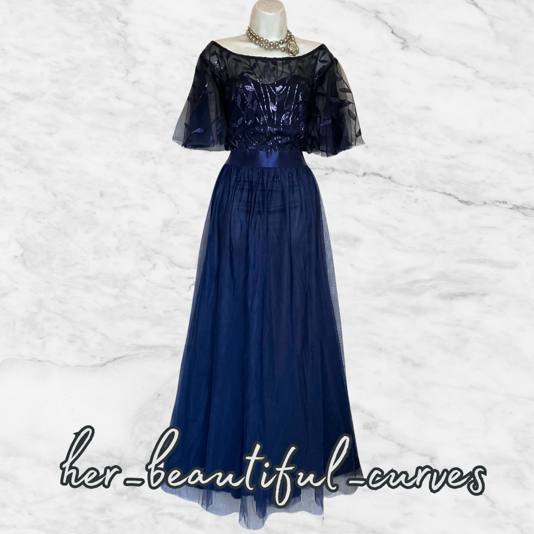 EVER PRETTY EMBROIDERED SEQUINED WEDDING OCCASION PARTY DRESS SIZE 28 fits 22