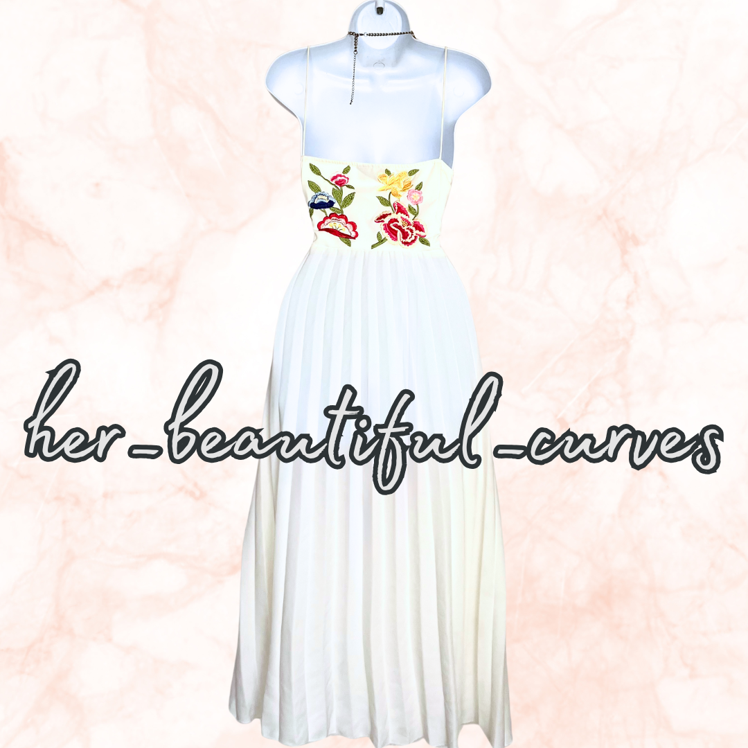 ASOS EMBROIDERED FLORAL PLEATED REAL WRAP OCCASION PARTY DRESS SIZE 18 fits 16