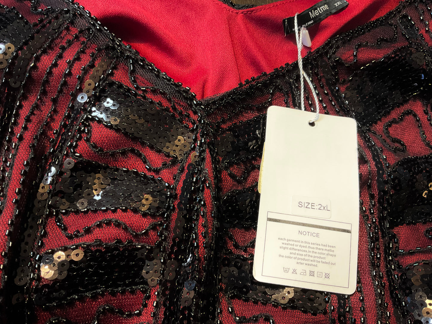 Metme 20s GATSBY FLAPPER SEQUINED BEADED FRINGED DRESS SIZE XXL fits 16 new