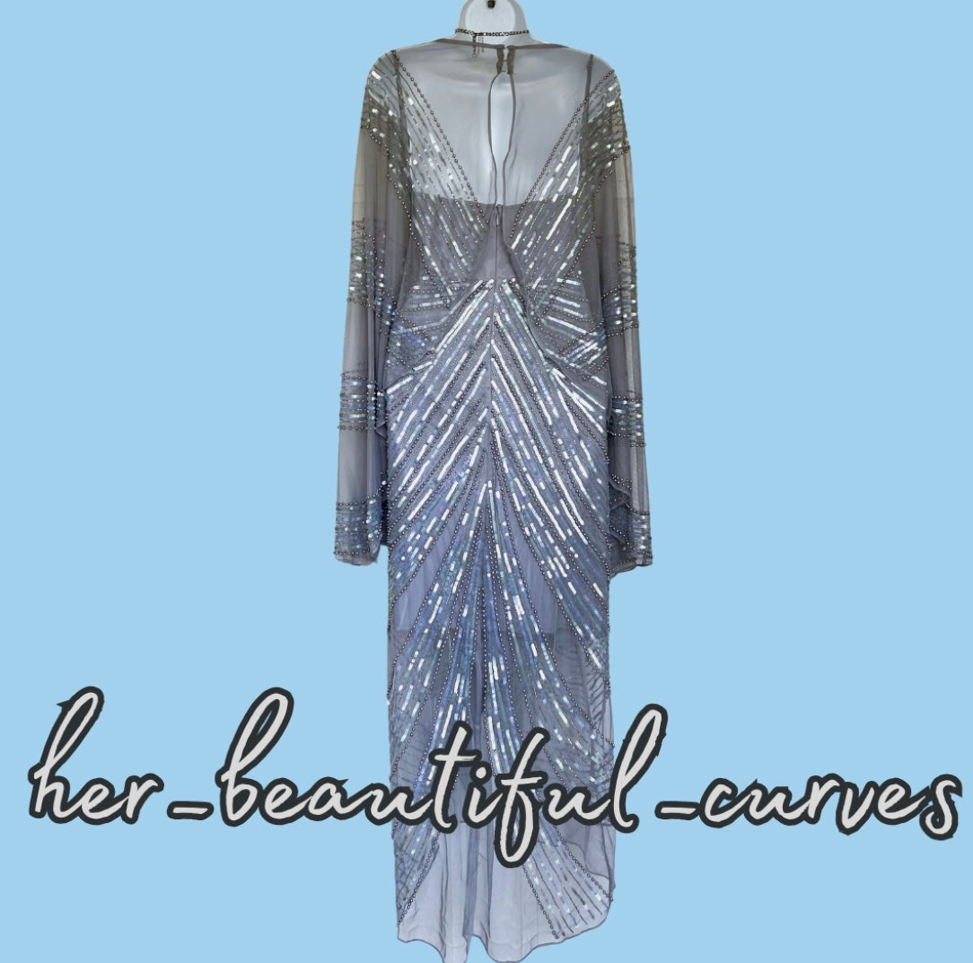 ASOS SEQUINNED BEADED EMBELLISHED WEDDING OCCASION PARTY DRESS SIZE 26