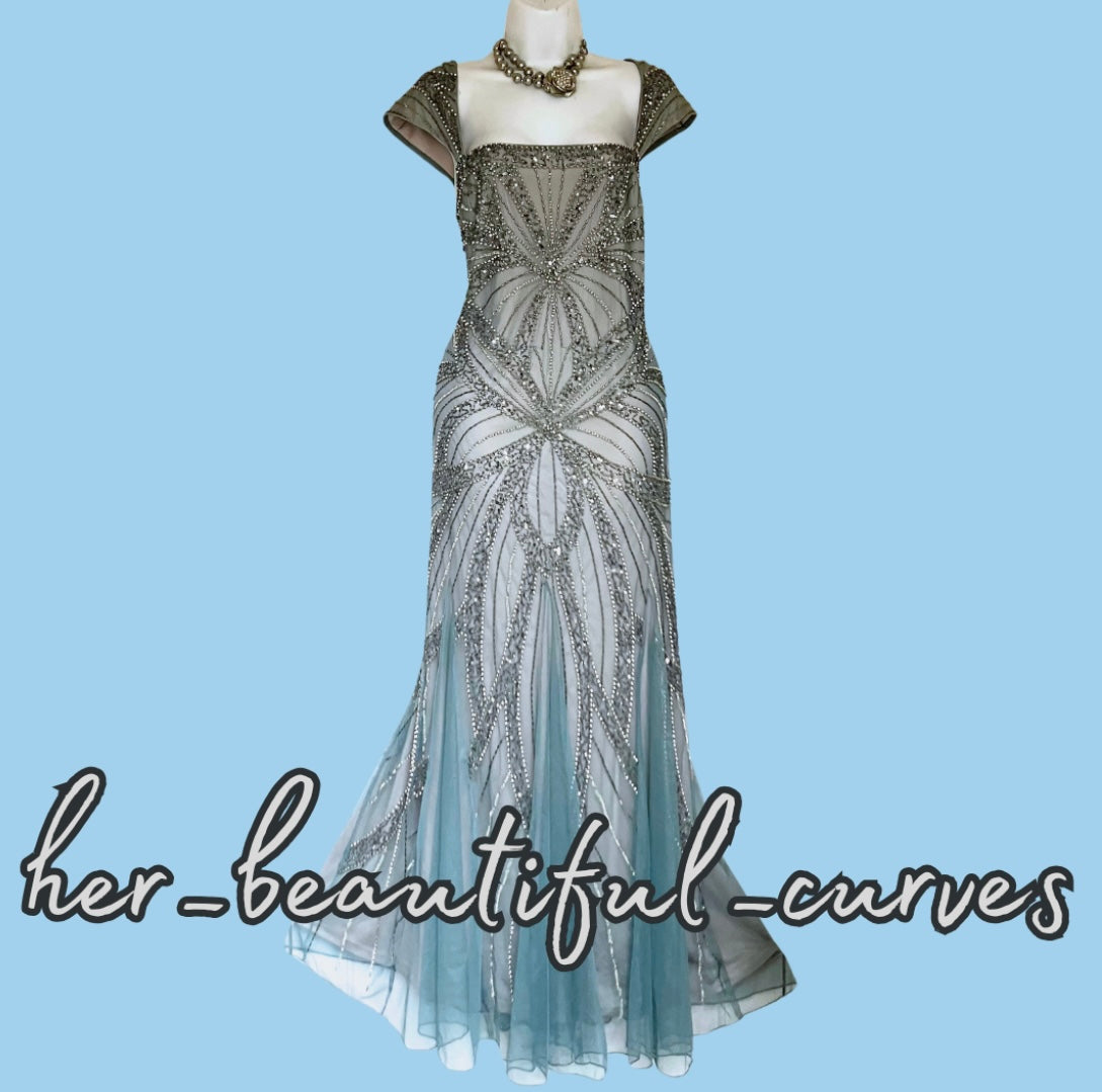 JOANNA HOPE Beaded Wedding Mother of the Bride Occasion Party Maxi DRESS SIZE 22