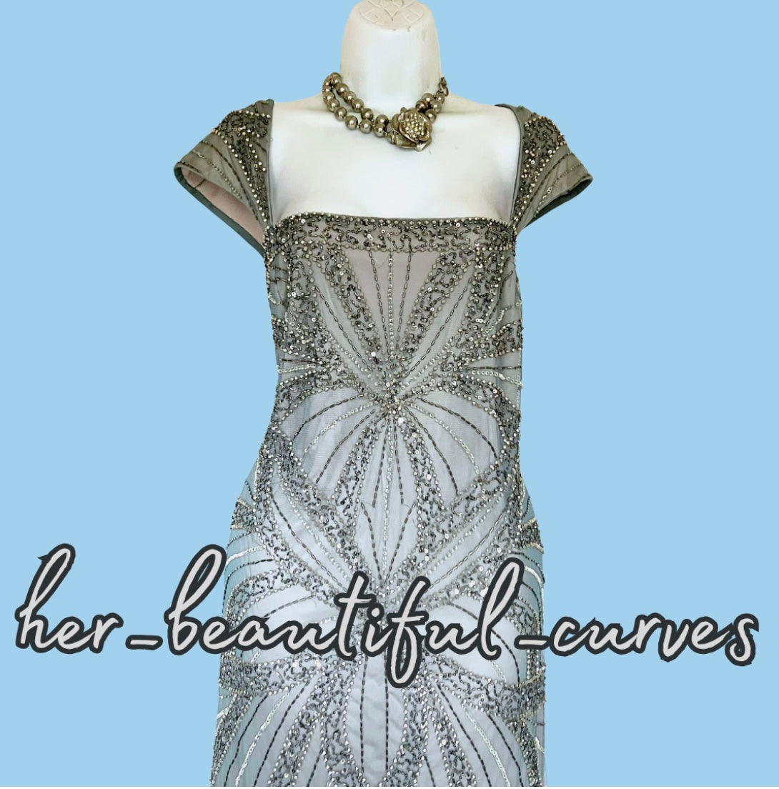 JOANNA HOPE Beaded Wedding Mother of the Bride Occasion Party Maxi DRESS SIZE 22