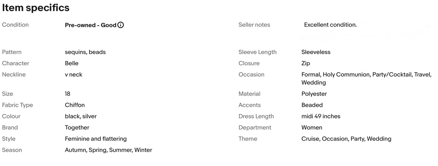 TOGETHER BLACK SEQUINED BEADED EMBELLISHED OCCASION EVENING PARTY DRESS SIZE 18