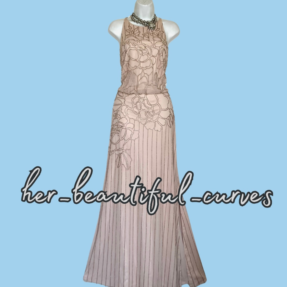 MONSOON HALTER NECK BEADED WEDDING OCCASION EVENING PARTY DRESS SIZE 22 new