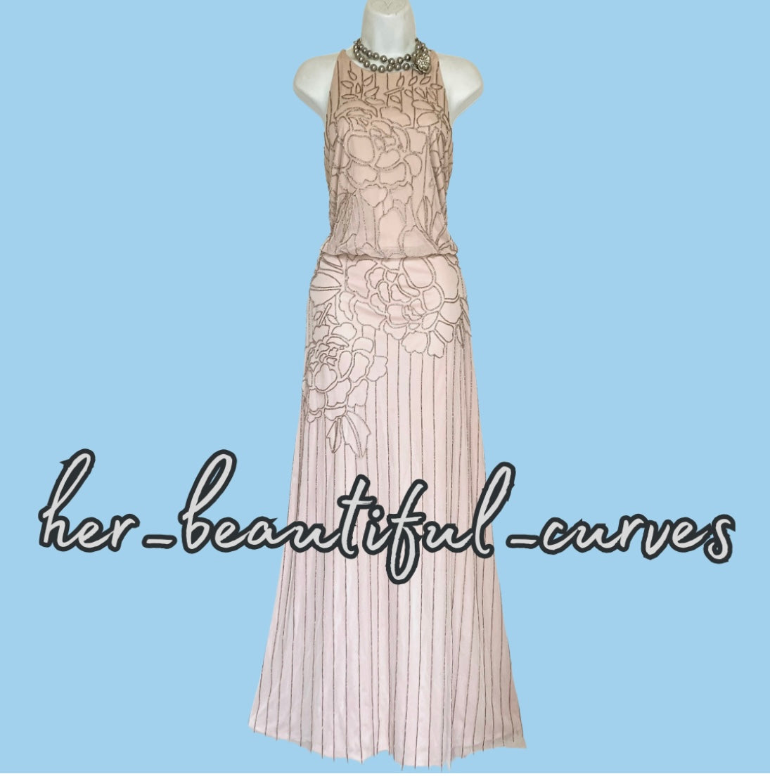 MONSOON HALTER NECK BEADED WEDDING OCCASION EVENING PARTY DRESS SIZE 22 new
