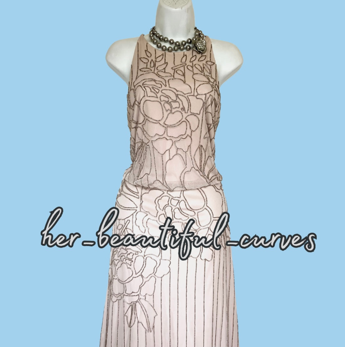 MONSOON HALTER NECK BEADED WEDDING OCCASION EVENING PARTY DRESS SIZE 22 new