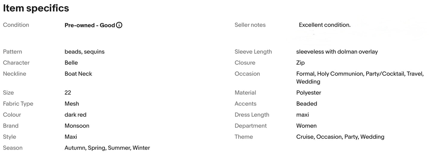 MONSOON BEADED SEQUINED EMBELLISHED MAXI EVENING OCCASION PARTY DRESS SIZE 22