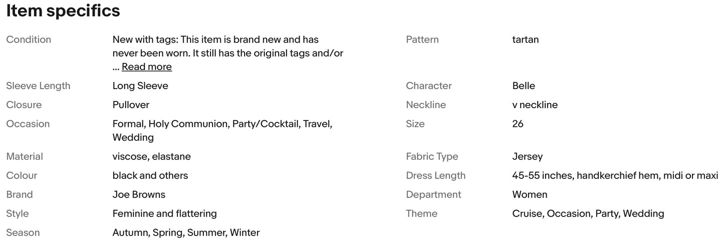 JOE BROWNS QUIRKY & UNIQUE TARTAN JERSEY HANDKERCHIEF HEM DRESS SIZE 26 new