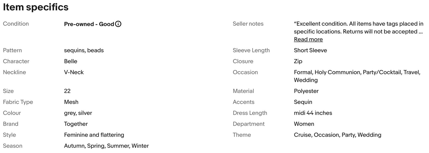 TOGETHER SEQUINS BESDS EMBELLISHED WEDDING OCCASION PARTY DRESS SIZE 22