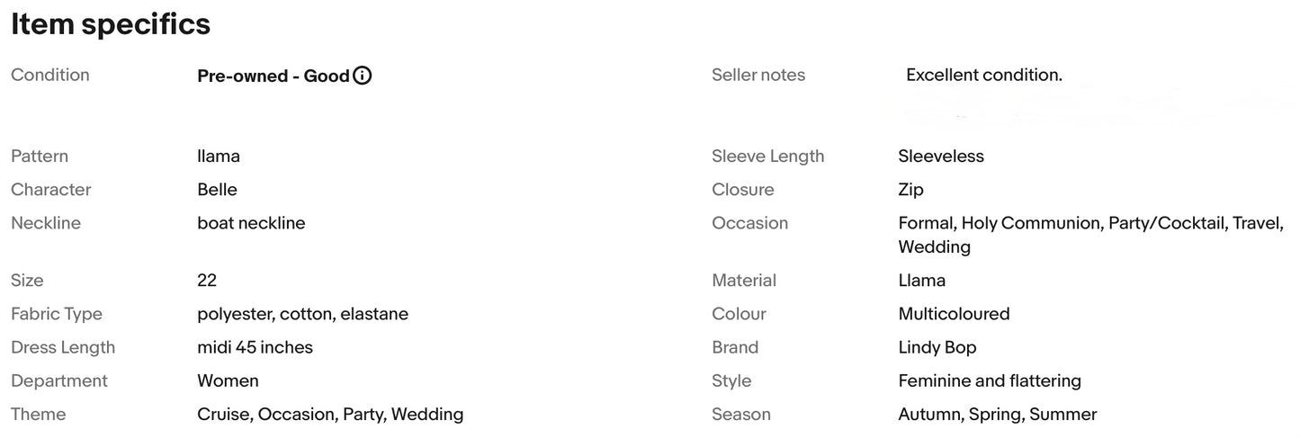 LINDY BOP LLAMA PRINT PARTY VINTAGE STYLE DRESS SIZE 22