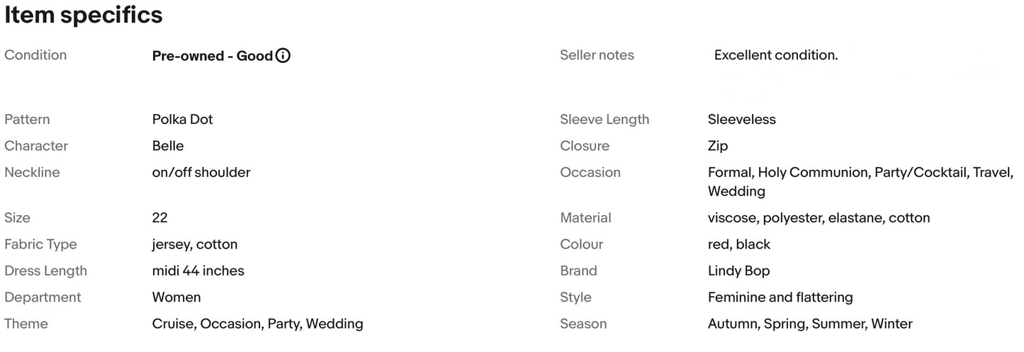 LINDY BOP POLKA DOTS VINTAGE STYLE WEDDING OCCASION PARTY DRESS SIZE 22