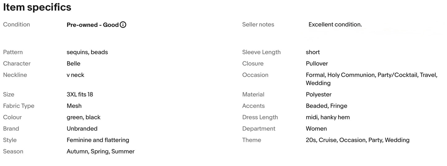 LADIES SEQUINS BEADS FRINGES 20s GATSBY OCCASION PARTY DRESS SIZE 3XL FITS 18