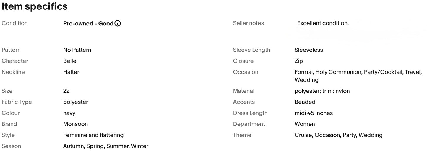 MONSOON BEADED NAVY OCCASION PARTY DRESS SIZE 22