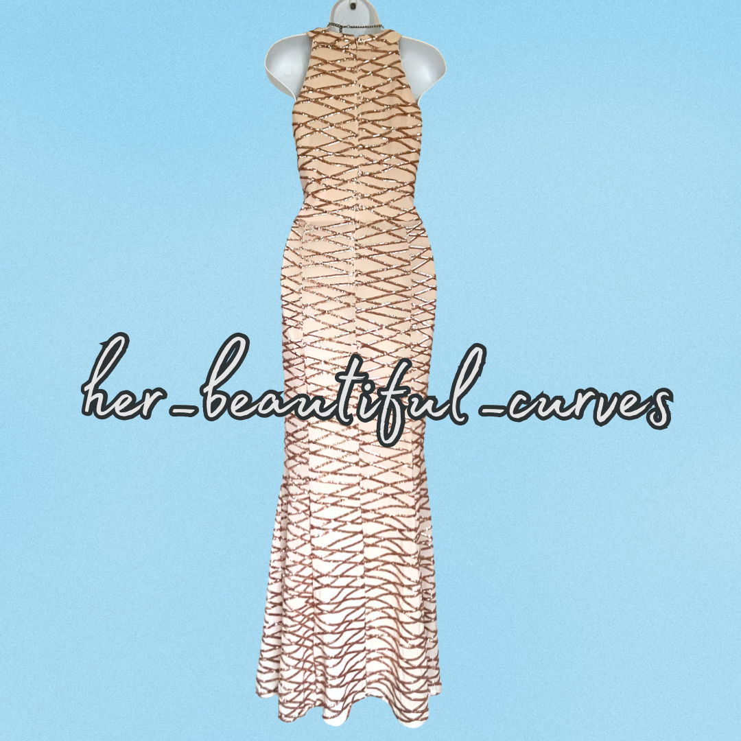 QUIZ SHIMMERING SEQUINS KEYHOLE FRONT EVENING OCCASION PARTY DRESS SIZE 16