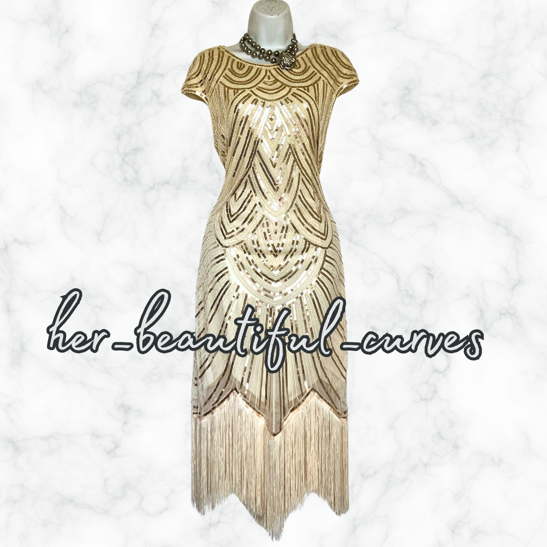 ROROX SEQUINS BEADS 20s GATSBY OCCASION PARTY DRESS SIZE XXL FITS 16