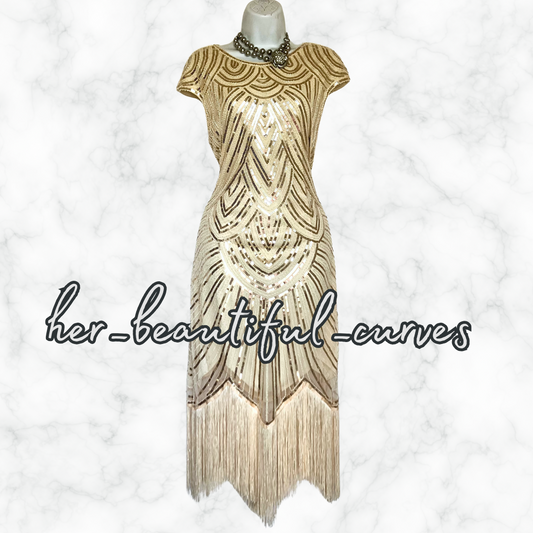 ROROX SEQUINS BEADS 20s GATSBY OCCASION PARTY DRESS SIZE XXL FITS 16