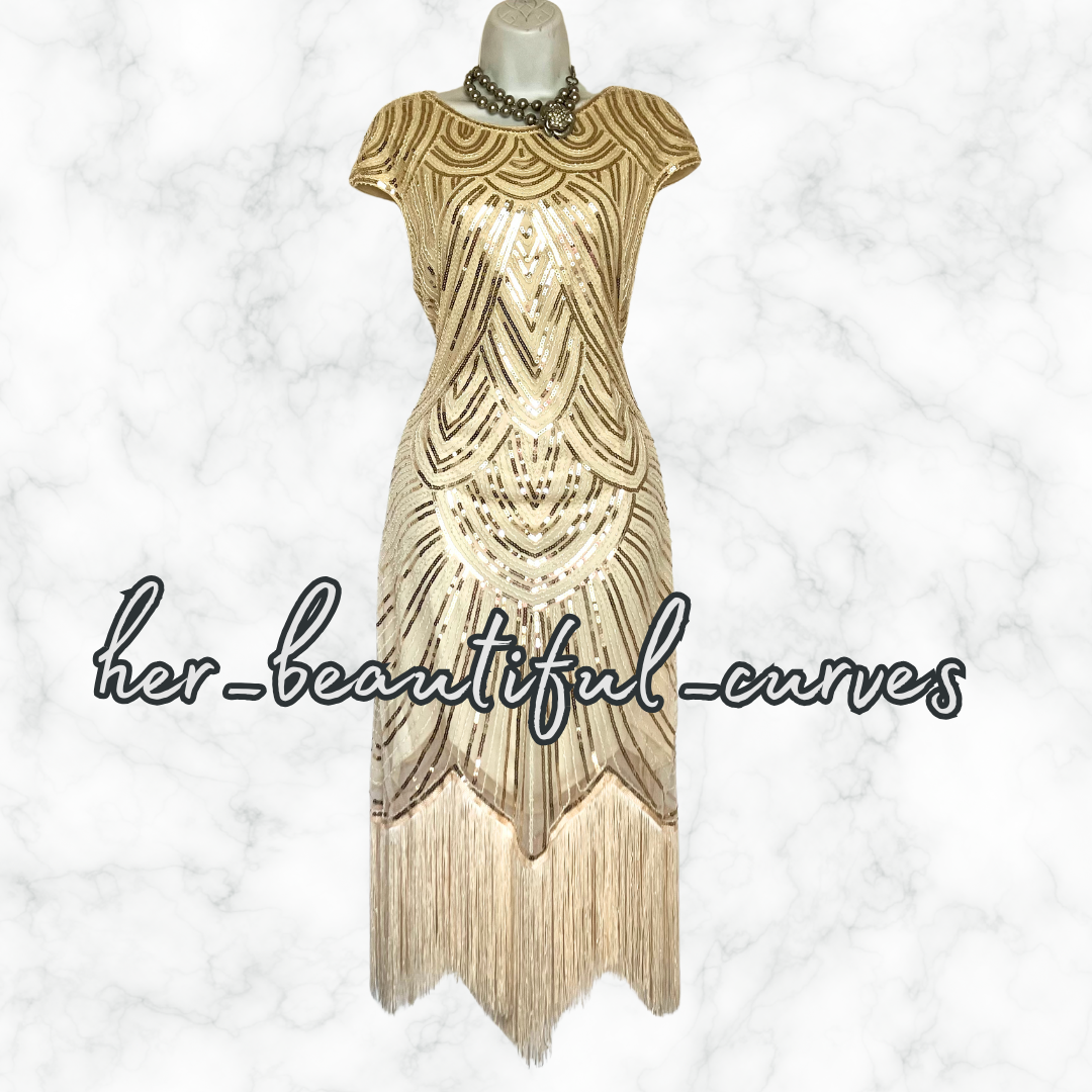 ROROX SEQUINS BEADS 20s GATSBY OCCASION PARTY DRESS SIZE XXL FITS 16