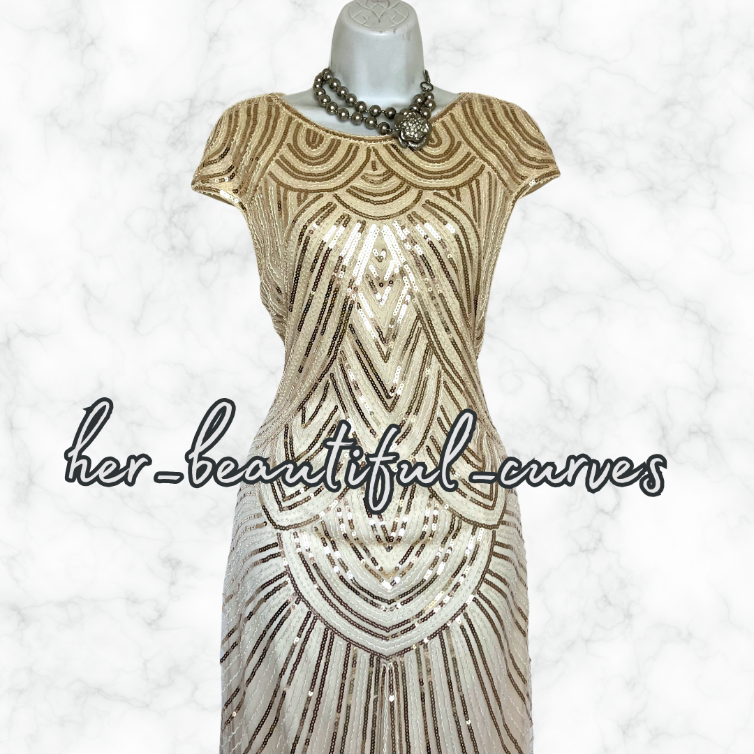 ROROX SEQUINS BEADS 20s GATSBY OCCASION PARTY DRESS SIZE XXL FITS 16