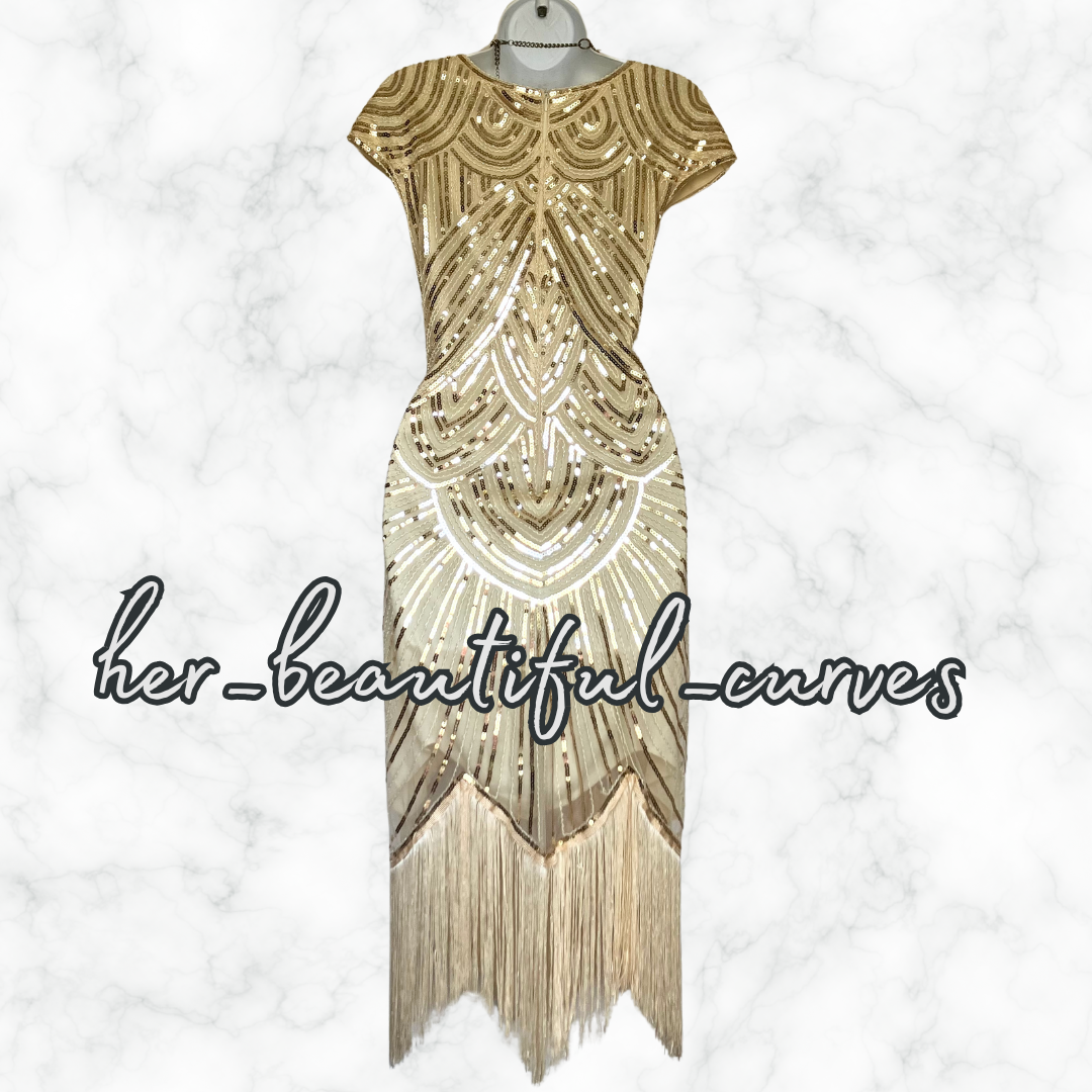 ROROX SEQUINS BEADS 20s GATSBY OCCASION PARTY DRESS SIZE XXL FITS 16