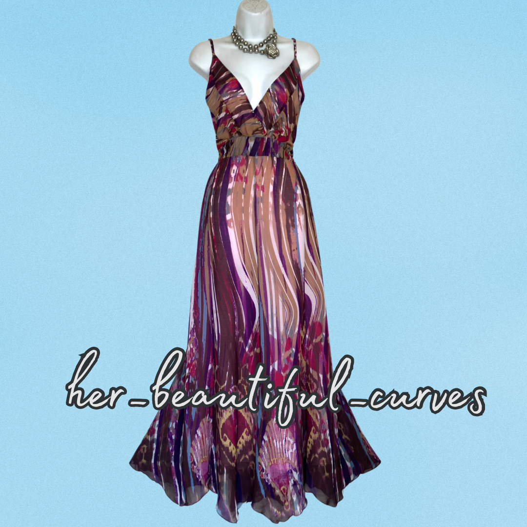 PER UNA ART DECO PRINT HANDKERCHIEF HEM COCKTAIL PARTY DRESS SIZE 20L