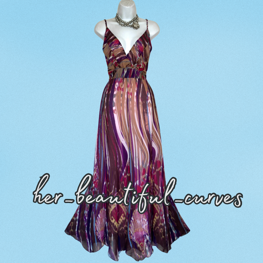 PER UNA ART DECO PRINT HANDKERCHIEF HEM COCKTAIL PARTY DRESS SIZE 20L