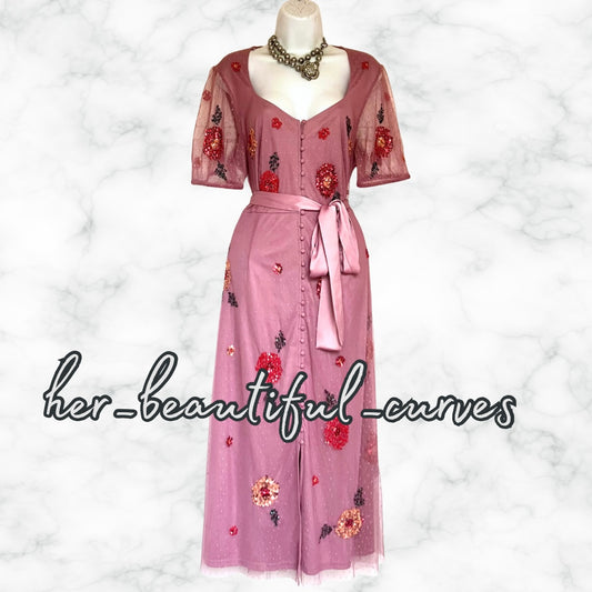 MONSOON SEQUINNED 40s STYLE WEDDING OCCASION PARTY DRESS SIZE 16