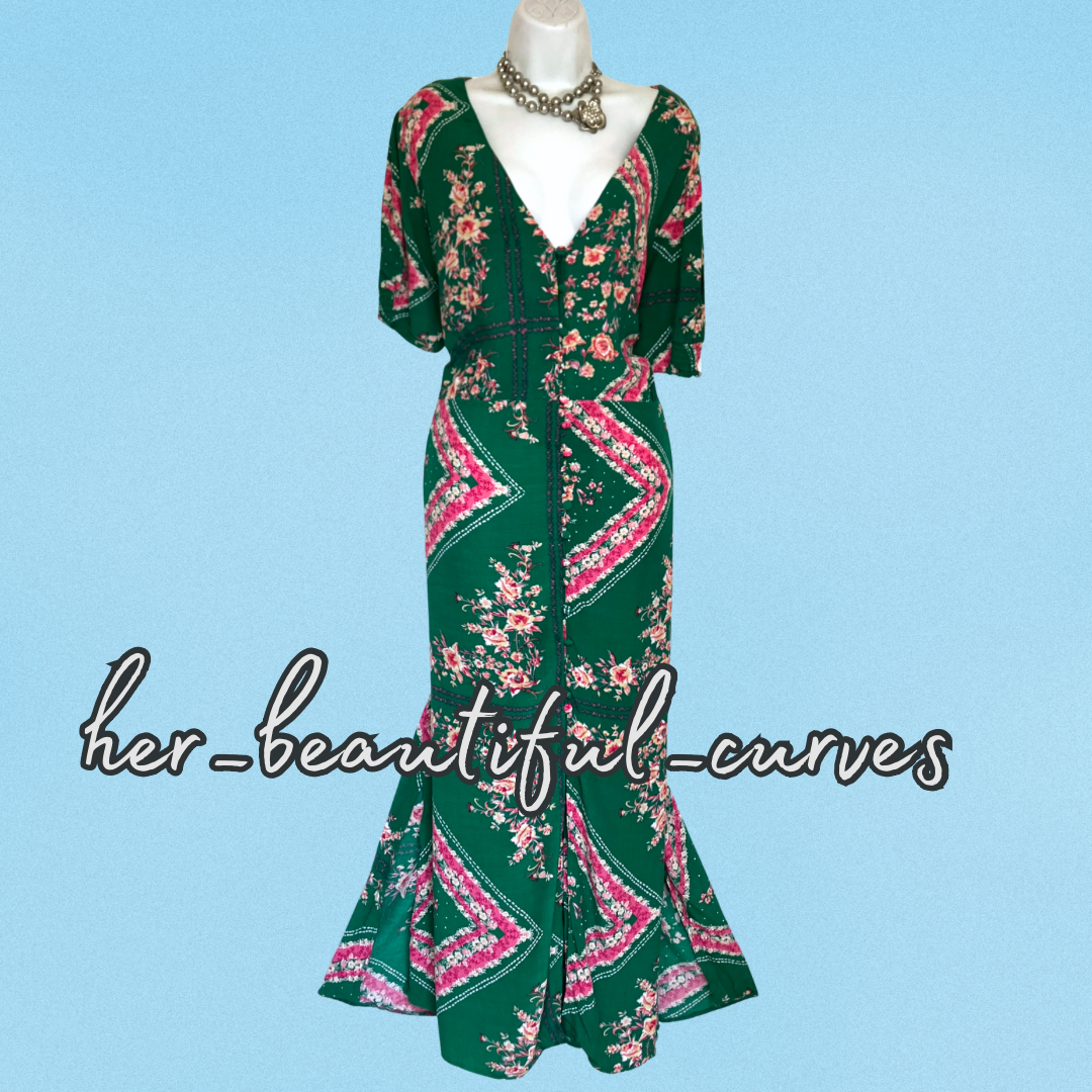 MONSOON FLORAL PRINT 40s STYLE WEDDING OCCASION PARTY DRESS SIZE 22