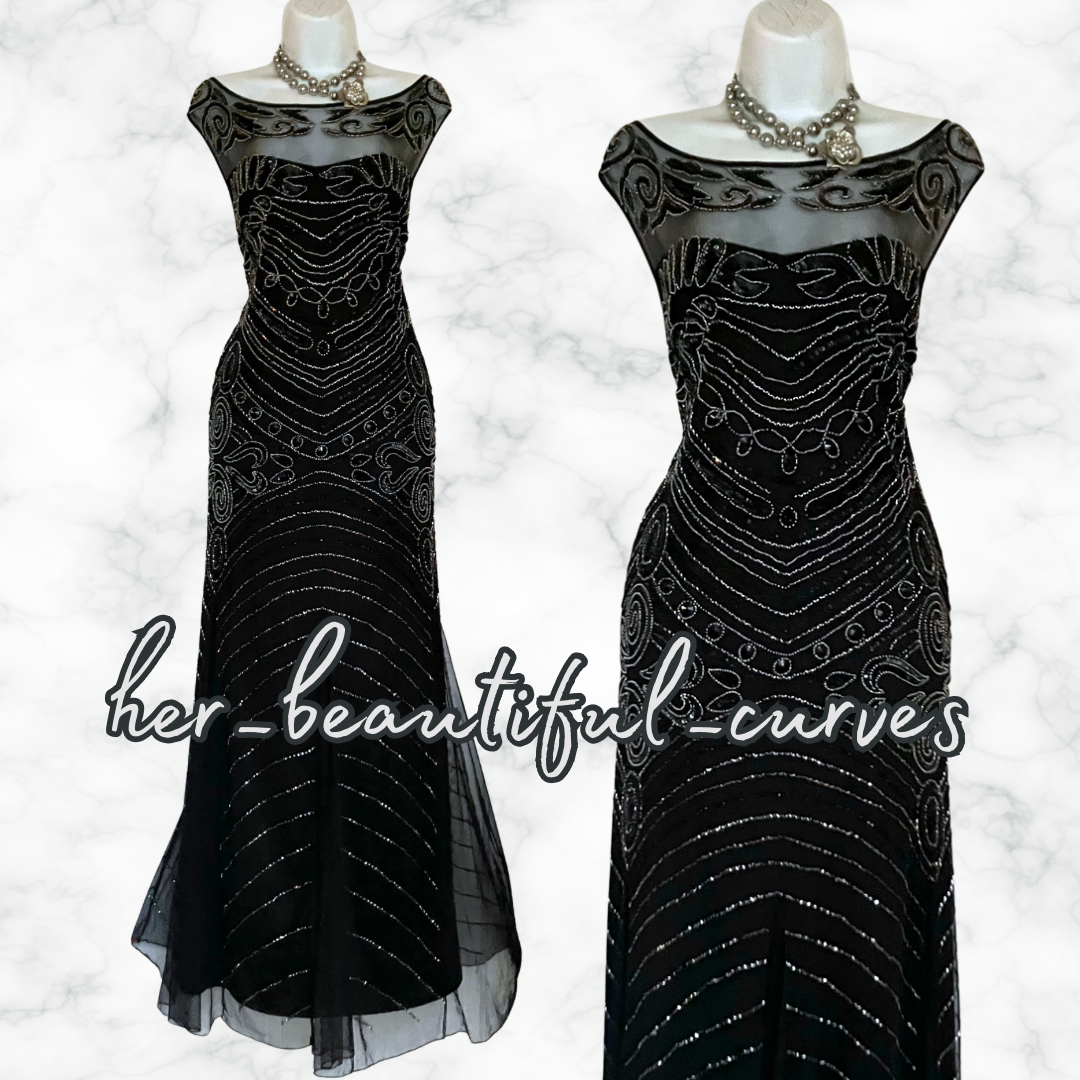 JOANNA HOPE SEQUINED BEADED MAXI EVENING PARTY DRESS SIZE 26