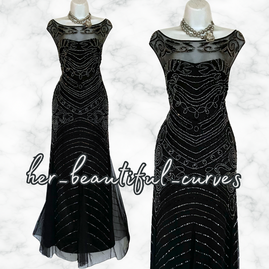 JOANNA HOPE SEQUINED BEADED MAXI EVENING PARTY DRESS SIZE 26