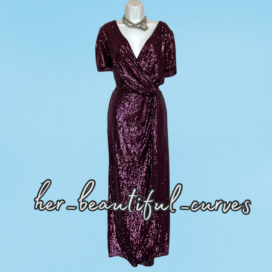 JOANNA HOPE SHIMMERING SEQUINS WEDDING EVENING PARTY DRESS SIZE 22