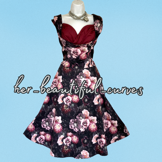 LINDY BOP FLORAL PRINT VINTAGE STYLE OCCASION PARTY DRESS SIZE 24