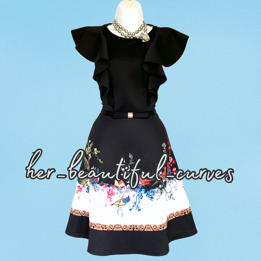 TED BAKER BIRDS & FLORAL PRINT PARTY DRESS TED SIZE 4 UK SIZE 14